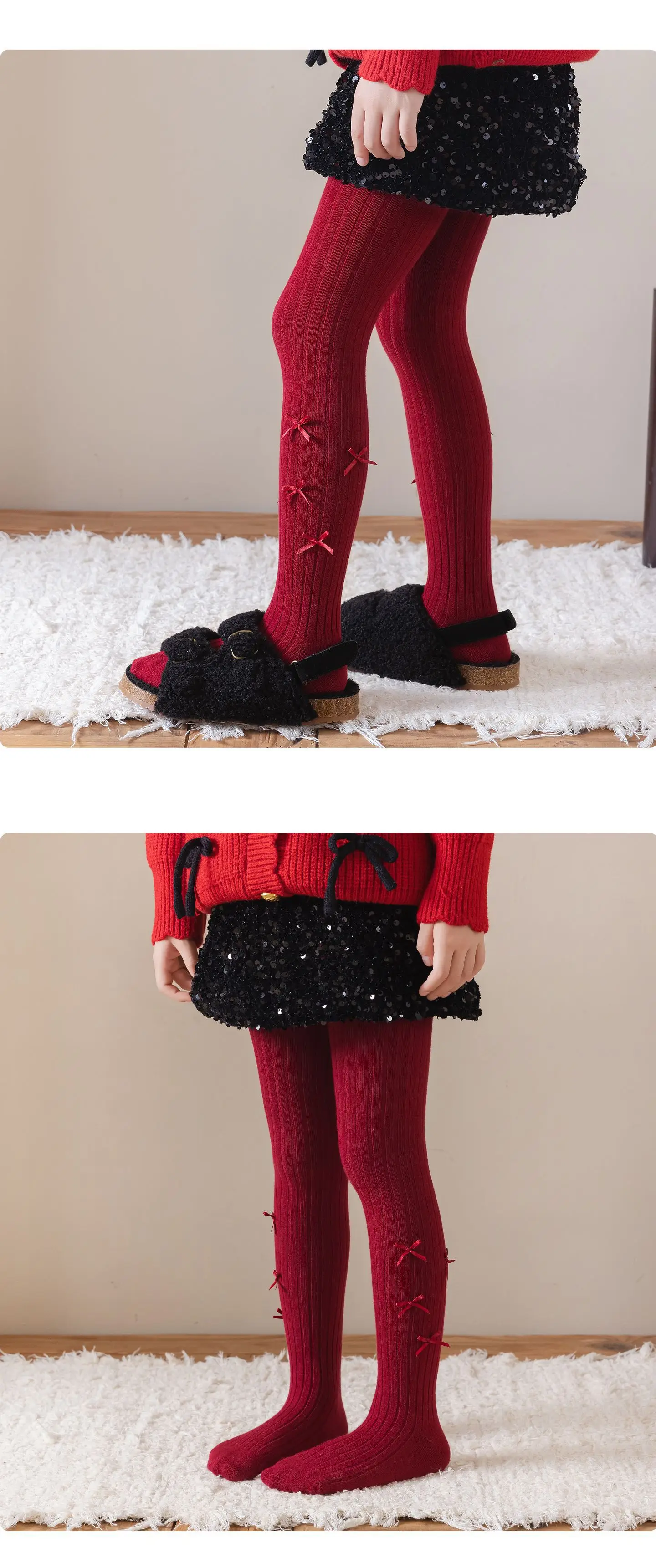 Kleinkind Mädchen Strumpfhose mit Schleife Baumwolle Kinder Prinzessin Strumpfhosen Süße Einfarbige Kinder Alltagskleidung Mädchen Strümpfe – Detail 5
