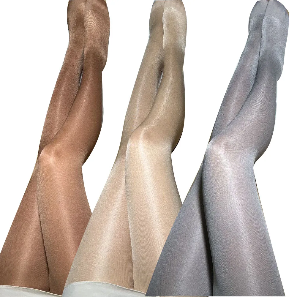 2 Paar 50d große Frauen Öl glänzend T-Schritt Strumpfhosen sexy Glitzer Strümpfe Dessous elastische Nylon Bling Strumpfhose weiblich