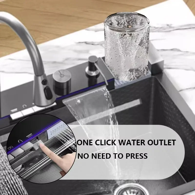 

【Best-selling】OEM ODM Customized 201/304 Bowl Undermount Stainless Steel Apron Farmhouse Handmade Smart Waterfall Multifunction