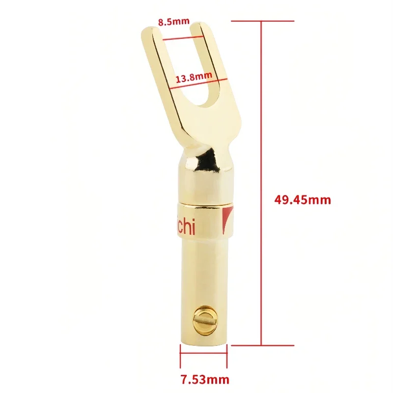 Solderless Dual-to-Banana Plug Spade Connectors - Y/U Type for Speaker Amplifier Binding Posts