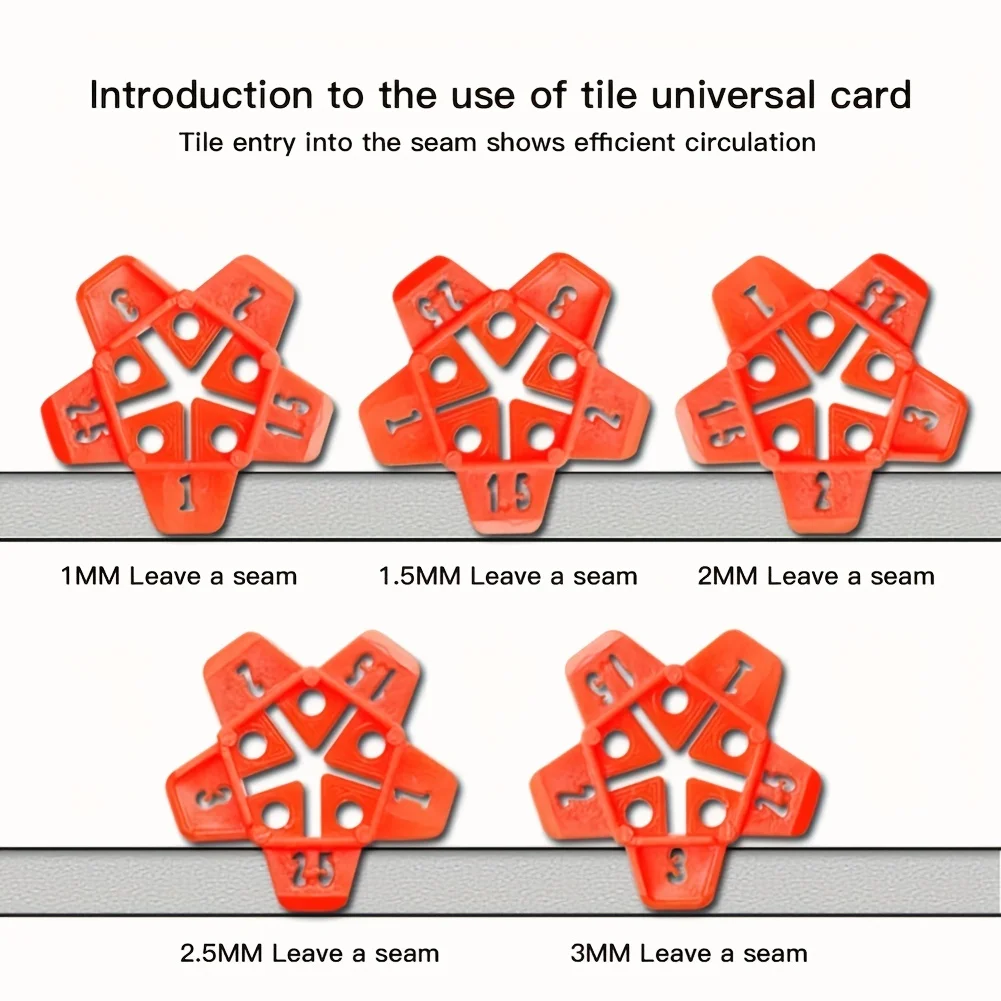 50pcs 5 in 1 Tile Spacer Plastic Ceramic Gap Locator Cross with 5 Specification Reusable Construction Tool for Floor Leveling