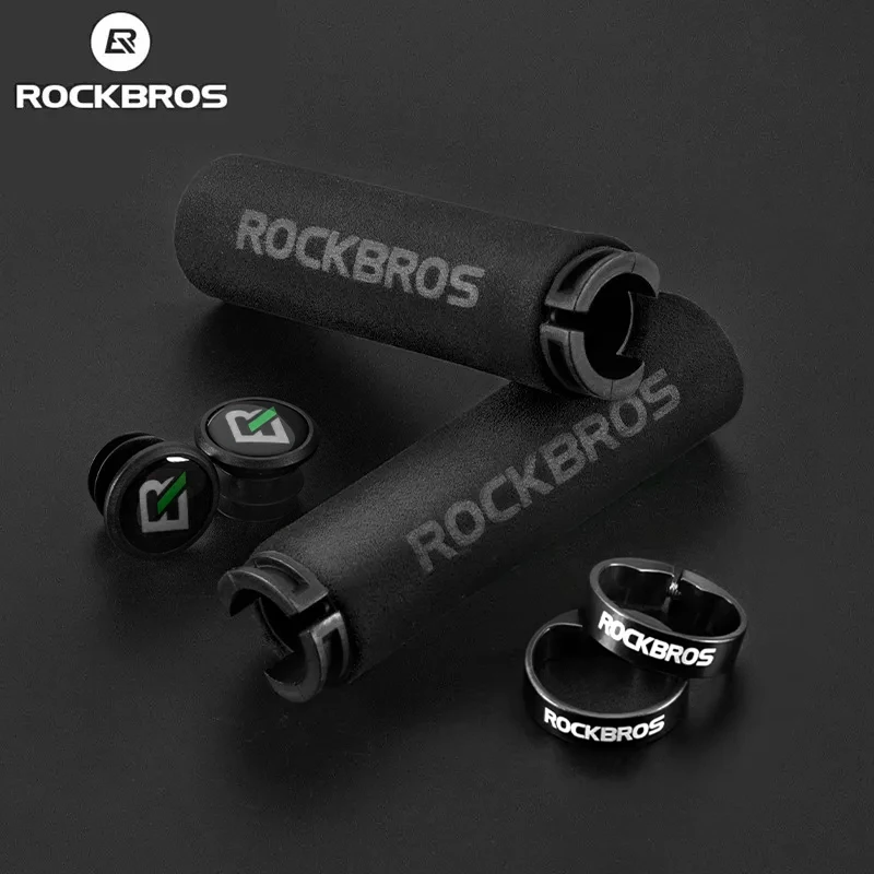 AliExpress New ROCKBROS Cycling Grips MTB Bicycle Handlebar Anti-skid Shock-absorbing Soft Bike Grip Silicone Sponge Handlebar Accessories