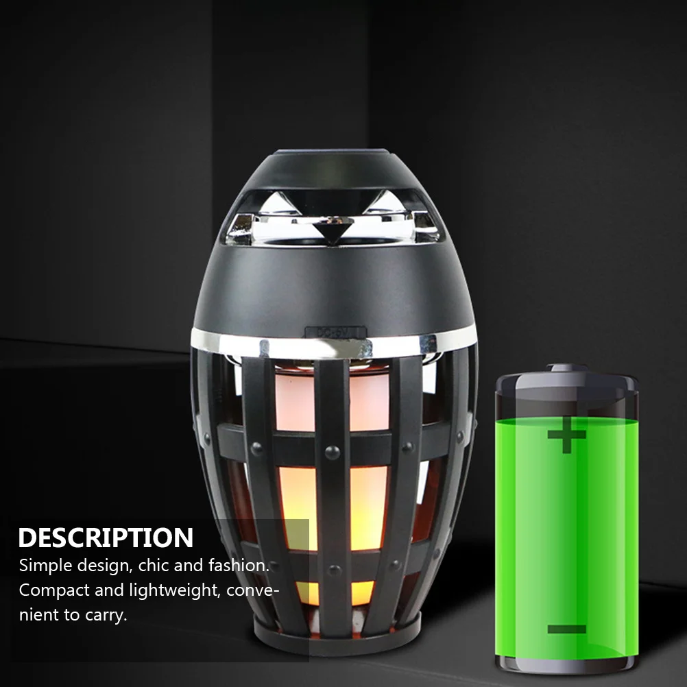 1Pcs Wireless Flame Lamp Speaker Portable Vertical Stripes Simulated Torch Speaker Long Life Colorful Night