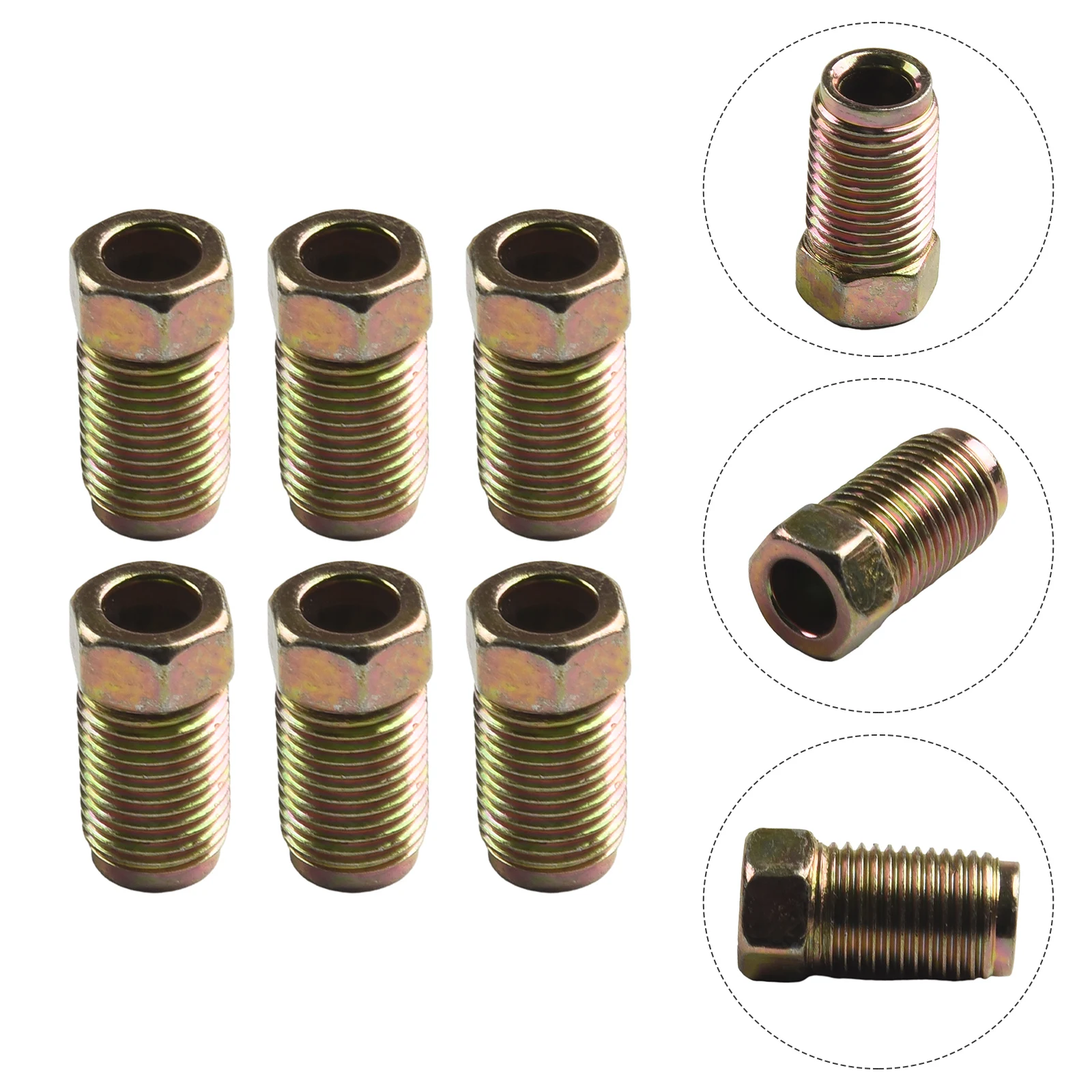 New Metric Nuts 10mm X 1mm Connectors Fittings Unions 6pcs Brake Cable Connector Kit Accessories For 3/16\\\\\\\\\\\\\\\