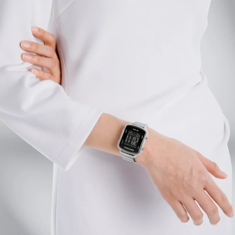 NAVIFORCE NF5058 Elegant Ladies Electronic Watch Calendar Waterproof Steel Strap Casual Digital Watches for Woman