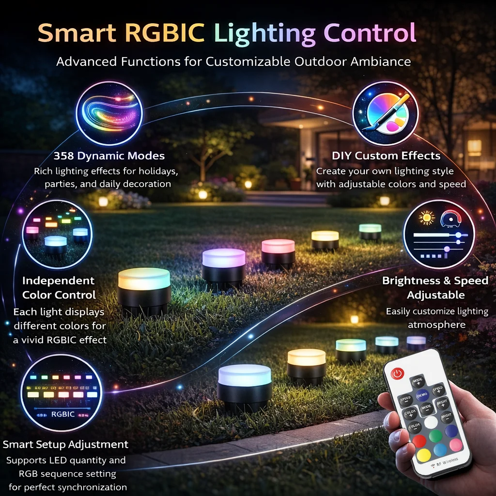 QACA 6/10 Pack LED RGB Landscape Lights System Low Voltage 12v Waterproof Inground Lighting for Yard Pathway Garden Decoration