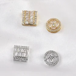 High-end Fashion Metal Crystal Magnet Brooch No Hole Pins Hijab Clip Luxulry Jewelry Cardigan Collar Pins Clothing Accessories