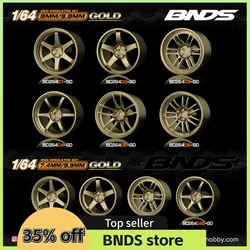 1/64 Gold ABS Wheels With Rubber Tires By BNDS Assembly Rims Modified Parts for Model Car Refitted Model Car 4pcs Set