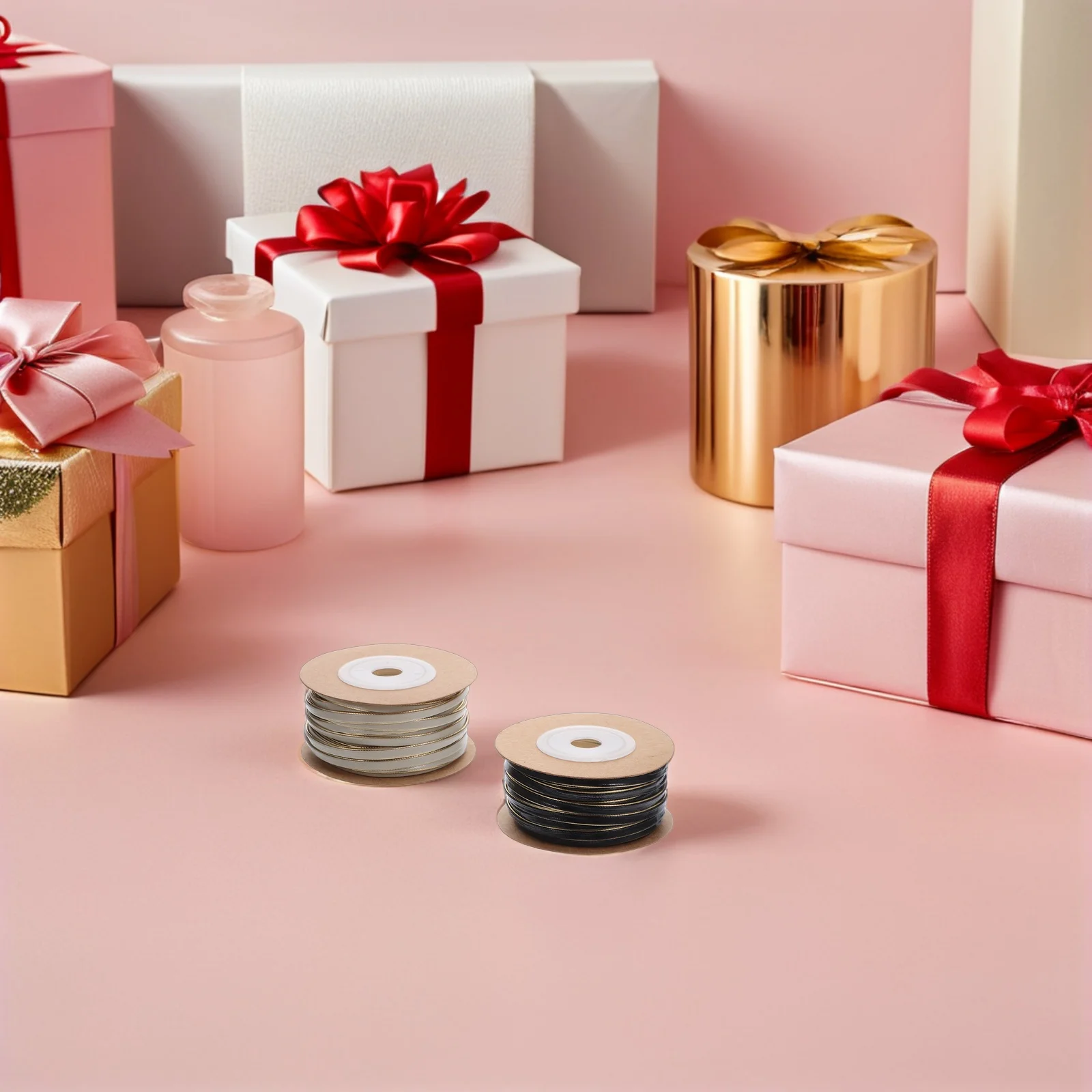 

2 Roll Color-blocked Rope Gifts Cord for Crafting Bouquet Hair Bow Ribbon Corded Decorative Pu Festival Floral Bows