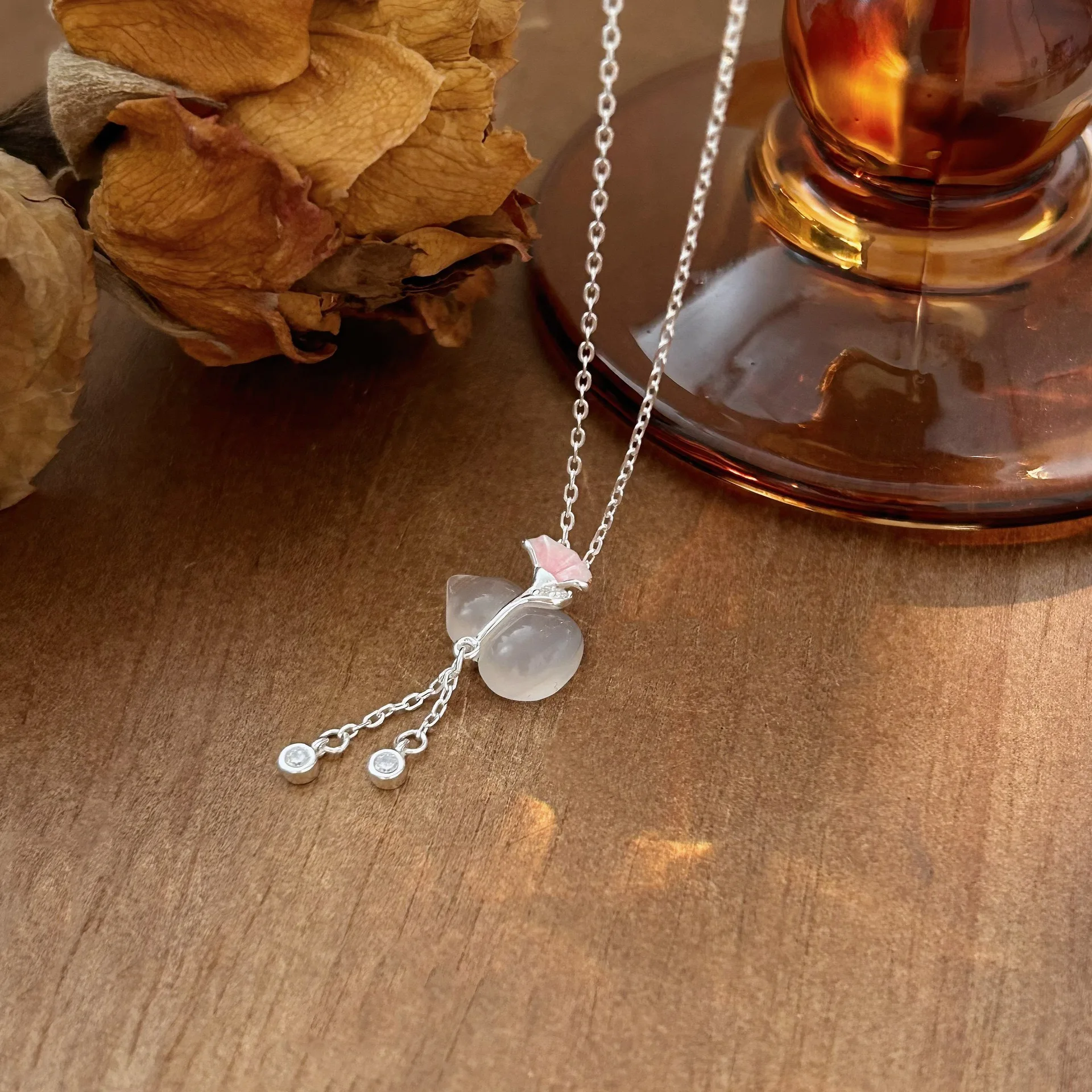 S925 Sterling Silver Fulu Gourd Chopin Necklace for Women New Chinese Simple Fashion Clavicle Chain 2025 New Trend