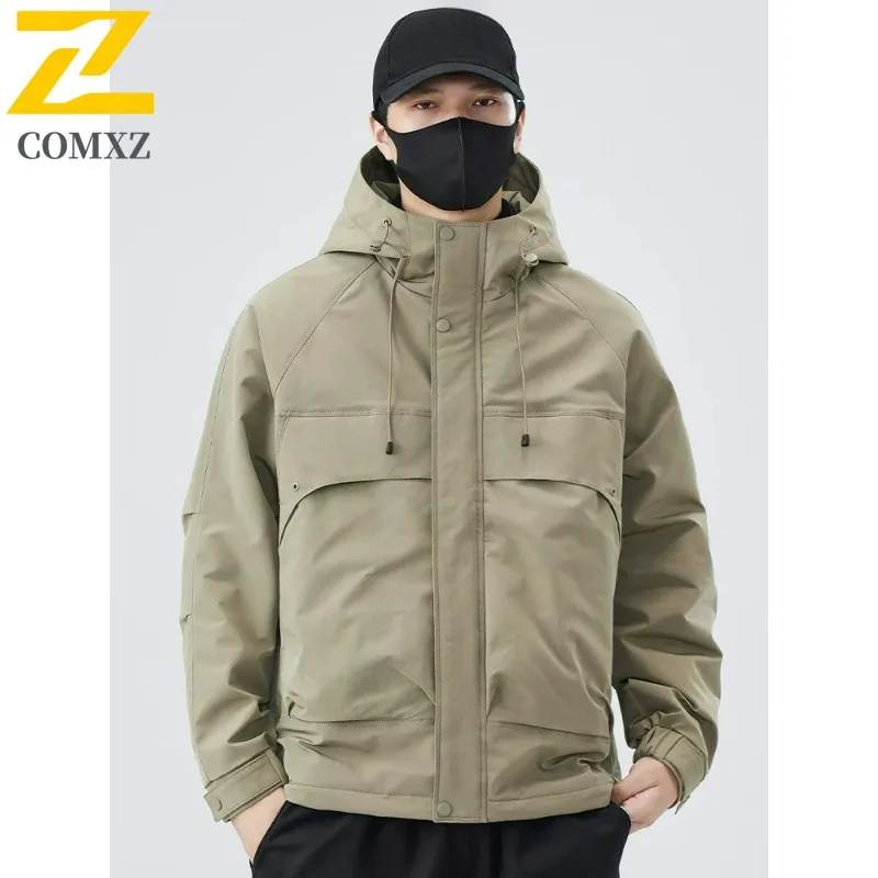 

COMXZ Мужская приключенческая куртка высокого класса с капюшоном уличная ветрозащитная мотоциклетная куртка повседневная повседневная модная легкая осенняя одежда