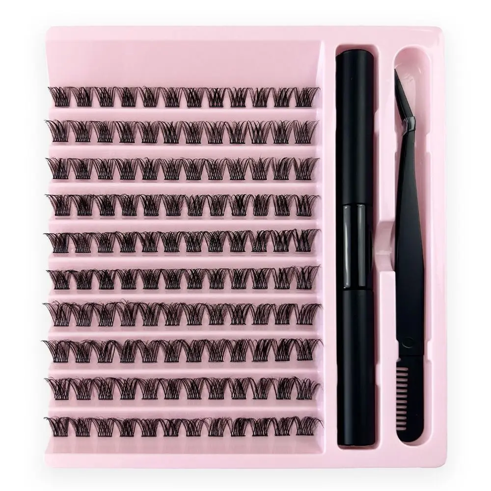 144Pcs Curl False Eyelashes Segmented Reusable Individual Lashes Cluster Fluffy Long Lasting DIY Lash Extension Kit Cosplay