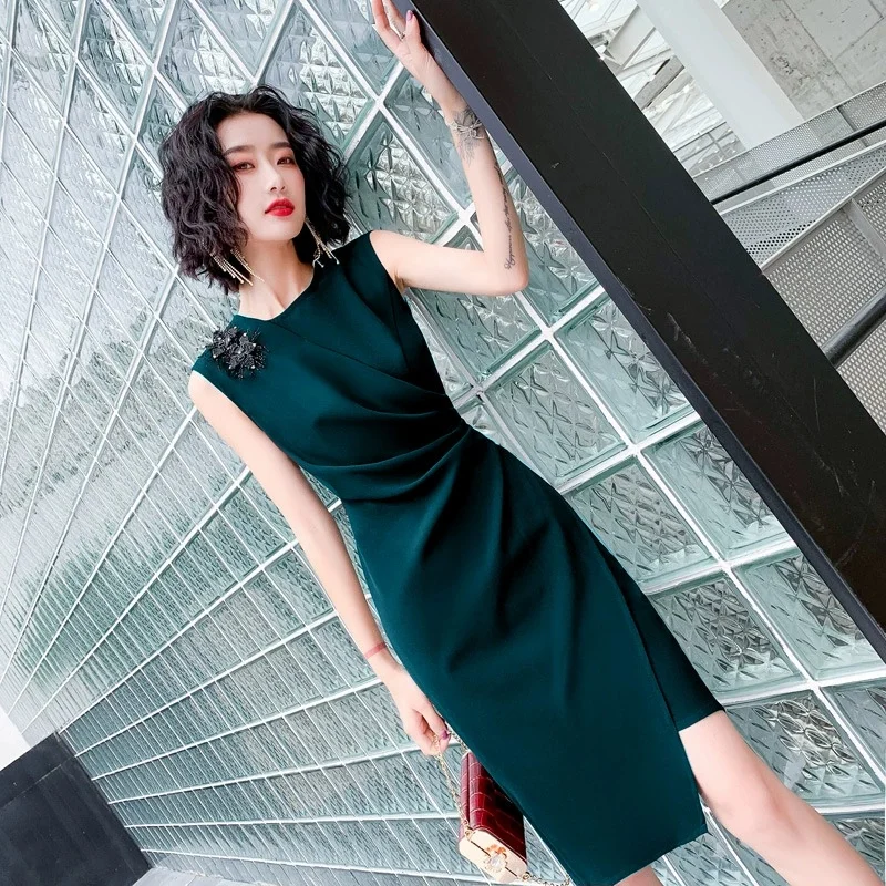 MYF-1#Women's Short Formal Hostess Dress Dark Green Wine Red Black Banquet Evening Dress Graduation Birthday bridesmaid Dresses