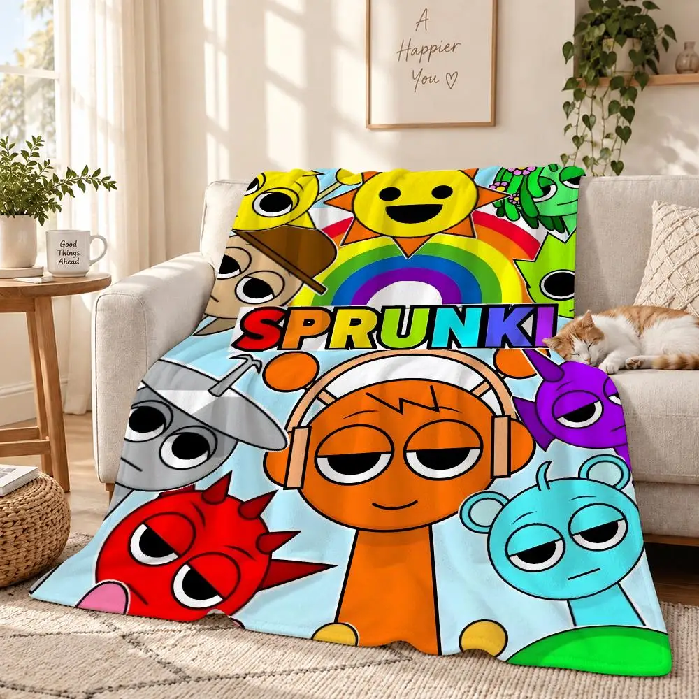 Sprunki Incredibox Game Throw 240g Lightweight Flannel Blanket, Soft Skin Throw Blanket for Sofa Bedroom
