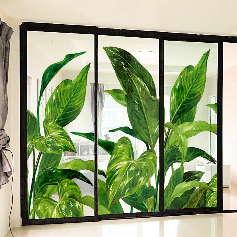 Glass Decorative Film Green Plant Pattern Light-Transmitting Opaque Anti-Lighting Anti-Peep Shading Window Electrostatic Film