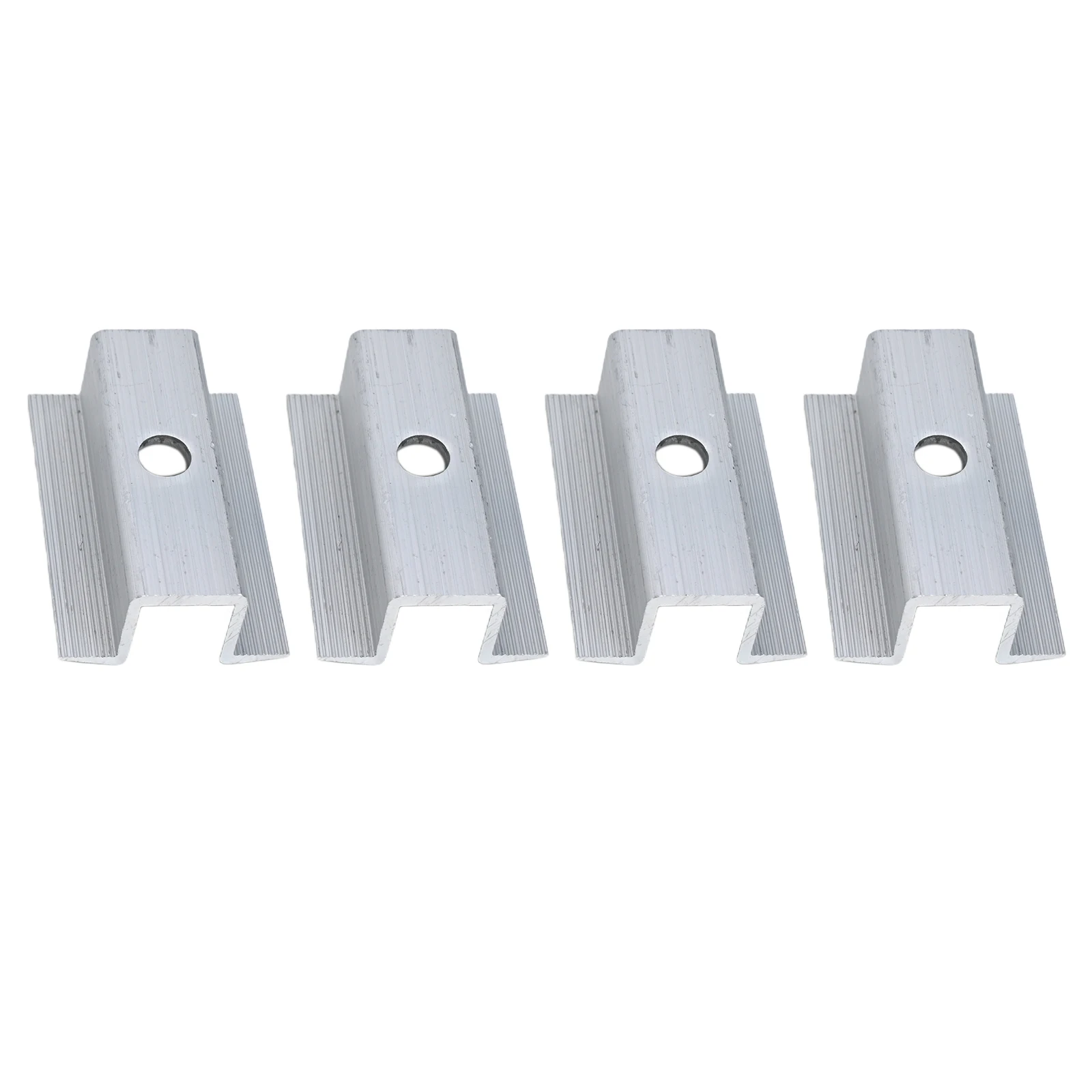 4 10Pcs Aluminum Alloy Solar Middle Clamp For PV Panel Frame Height 25-50MM Silver Mounting Bracket Roof Ground Installation Acc