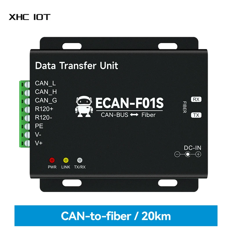 

1Set CAN to Fiber Optic Wireless Modem XHCIOT ECAN-F01S DC:8V~28V Fully Transparent Communication 5k-1Mbps Baud Rate Can2.0A/B