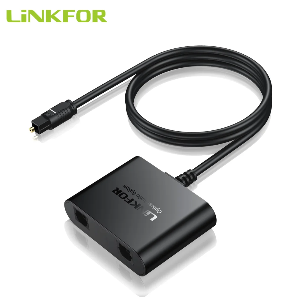 LiNKFOR Toslink Optical Digital Audio Splitter 1 Male In 2 Female Out Optical Fibre Audio Splitter for Home Theatre Xbox PS5/PS4