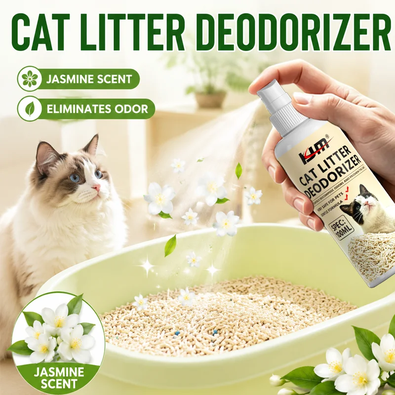 KJM Cat Litter Box Deodorizer Spray 100ml Pet Odor Neutralizer Urine Smell Remover Freshener For Tofu Bentonite Cat Litter