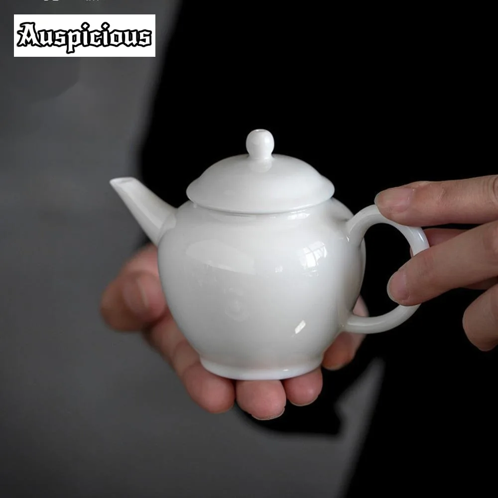 Chinese White Jade Porcelain Teapot Creative Small Pot Tea Soaking Kettle with Filter Teaware Tableware Supplies Decoration Gift