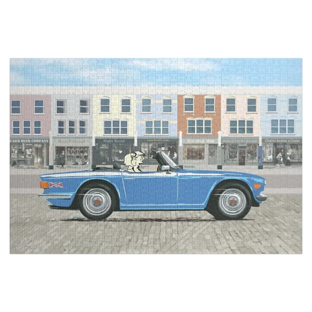 French Blue color TR6 – the Classic British Sports Car Jigsaw Puzzle Custom Name Wood Name Wooden Toy Custom Wooden Gift Puzzle