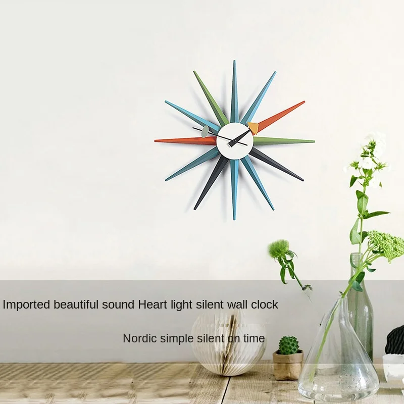 

Nordic Decorations Sun Clock Study Creative Home Decoration Wall Clocks Living Room Light Wallclock
