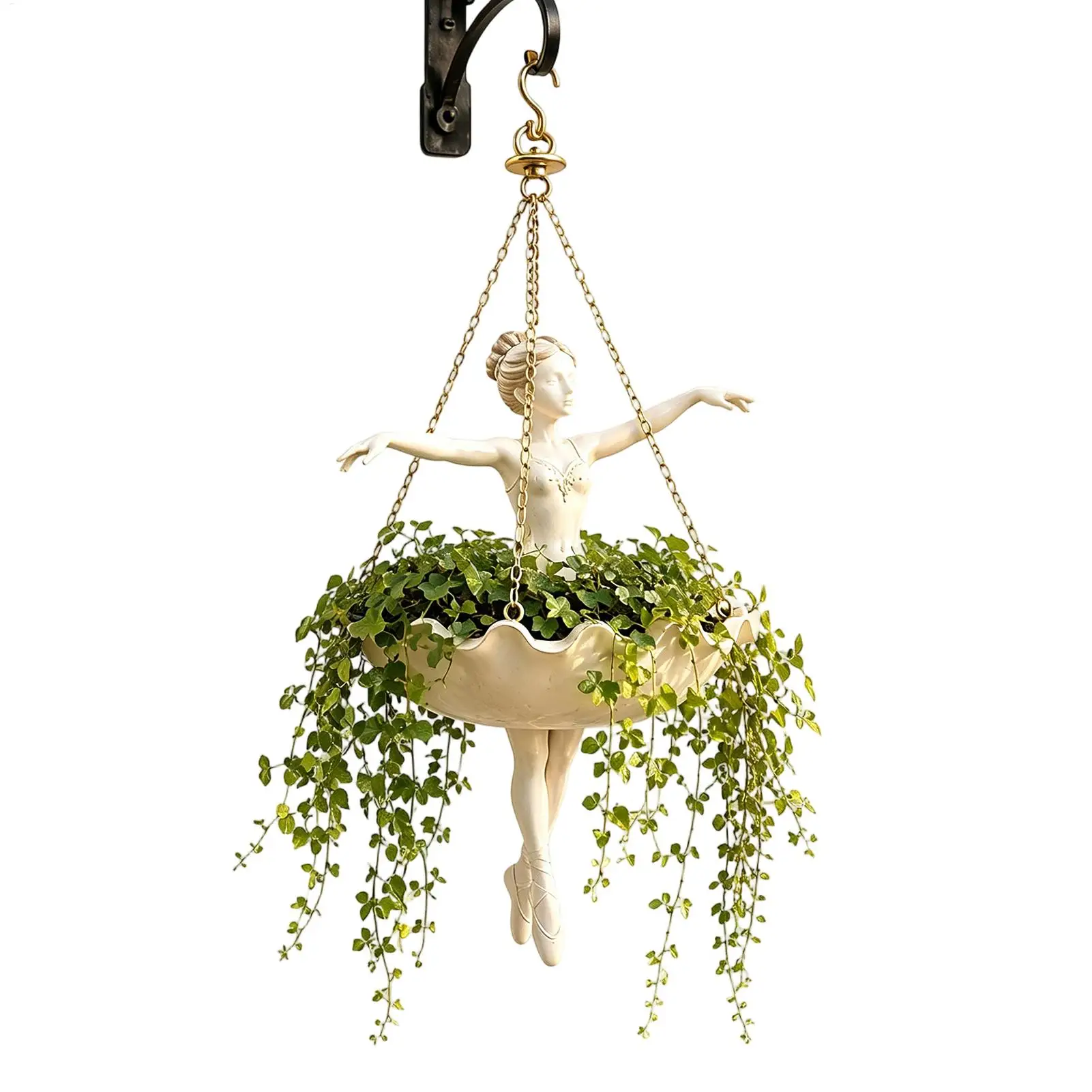 Ballet Dancer Hanging Planter, Cute Resin Ballerina Plant Pot, Elegant Dancer Artistic Plant Holder for Trailing Vines Succulent