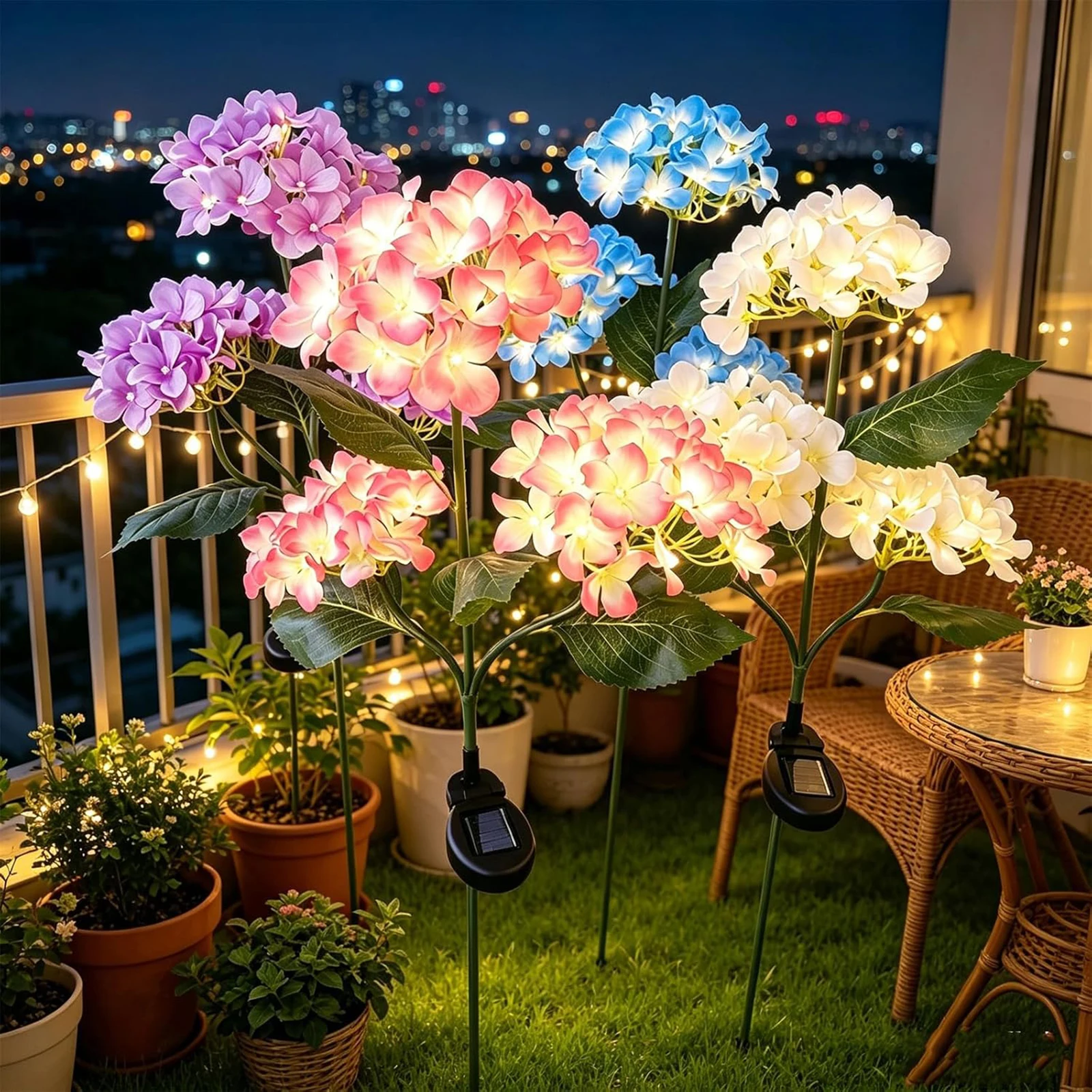 3-Head LED Flowers Stake Lights Solar Powered Outdoor Garden Lawn Lamps for Garden Pathway Patio Backyard Landscape Decor