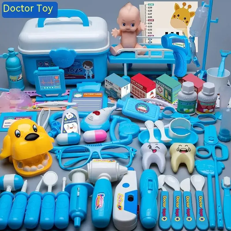 Kids Simulation Doctor Toy Set Tool Pretend Play Medical Box Trolley Box Girl Playing House Nurse Stethoscope Injection Gifts