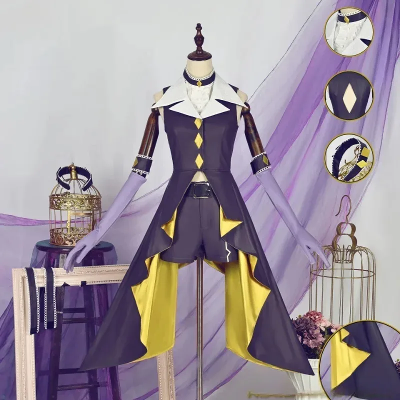 Anime Shugo Chara Tsukiyomi Utau cosplay costumes dark rhomboid jewel uniforms full set party dress Carnival sexy woman suits