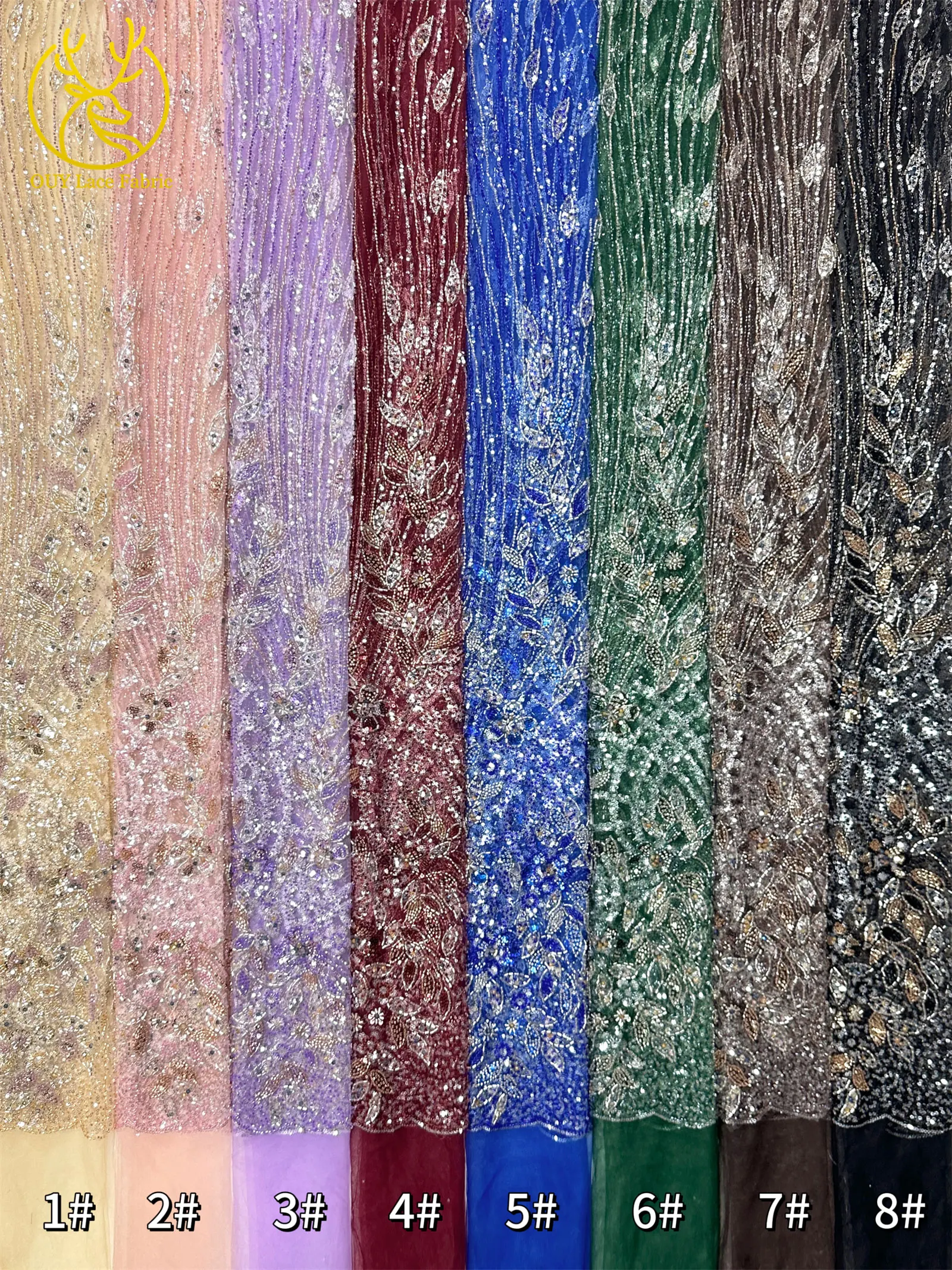 5 Yards nigerianischer Perlen-Spitzenstoff 2026, neues Design, afrikanischer französischer Pailletten-Spitzenstoff, geeignet für Damen-Hochzeits-Party-Kleider – Detail 24