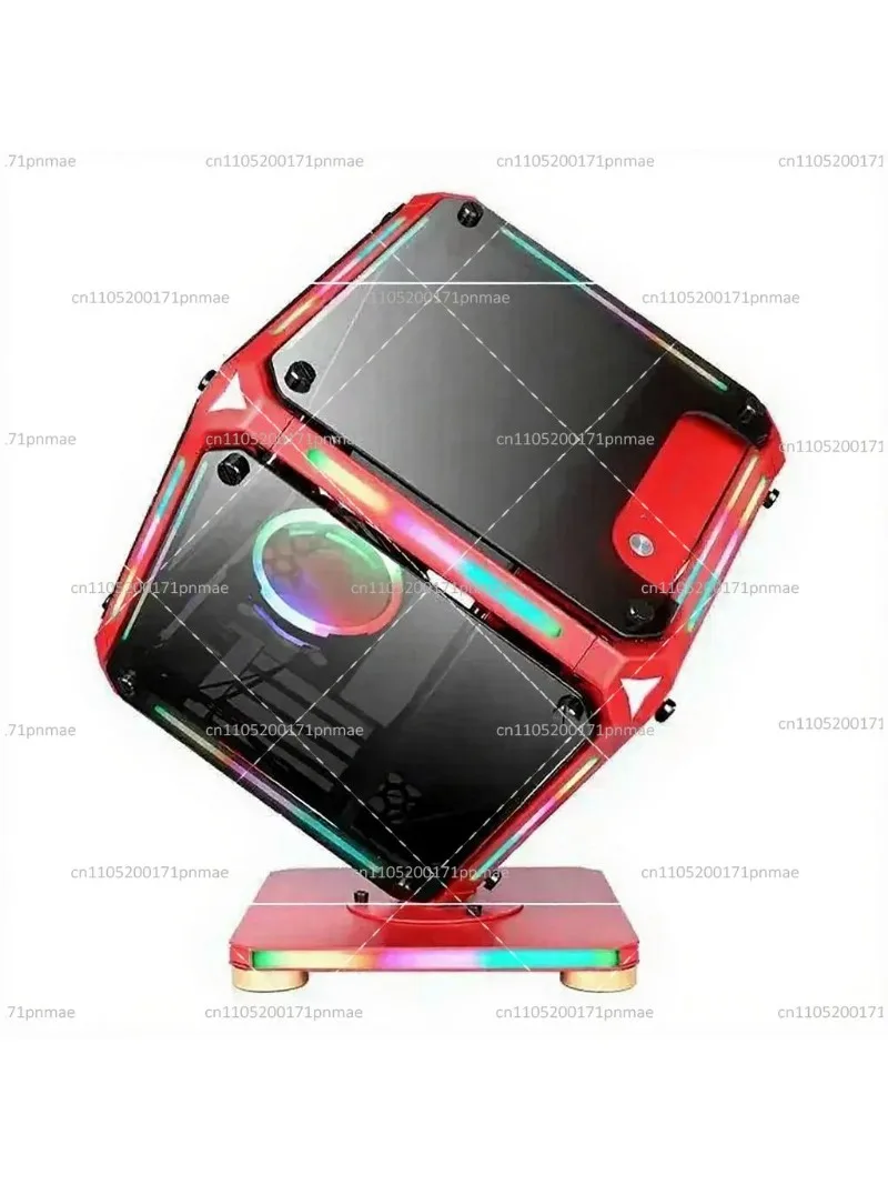 Cube Shape Water Cooling RGB Optical Ribbon Cable Animation PC Gaming Computer Case