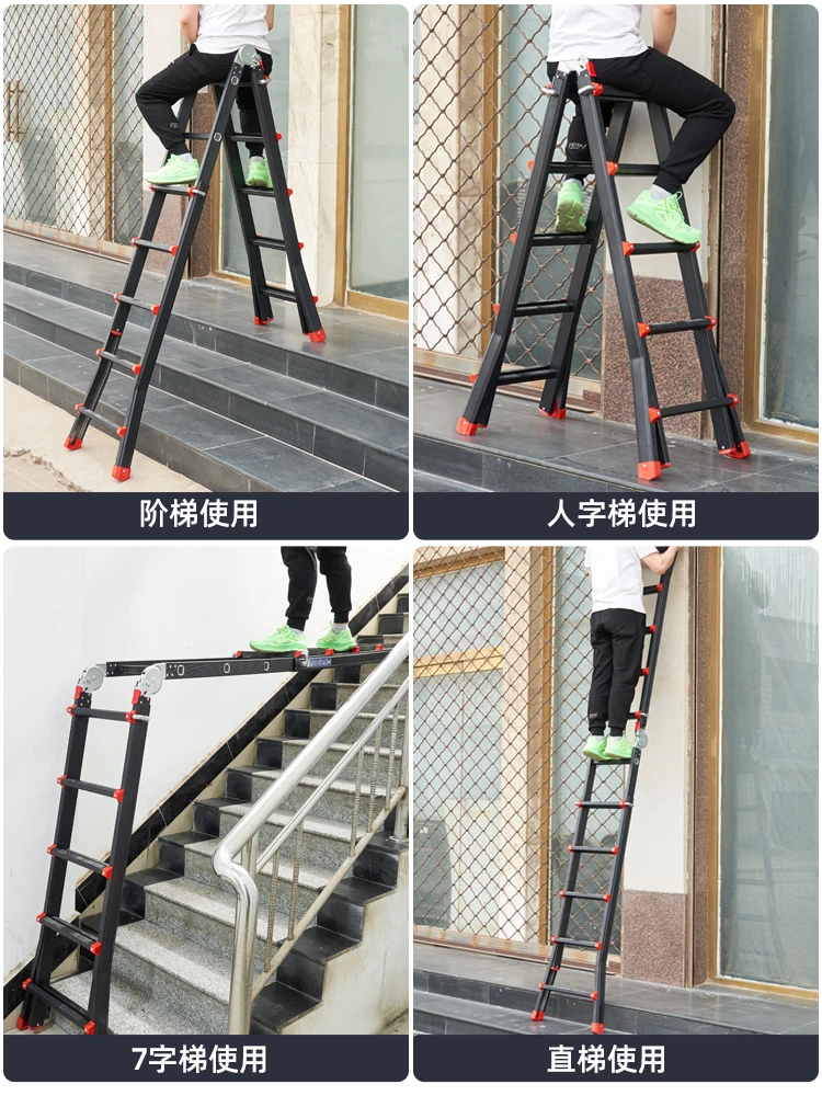 Little Giant Aluminium Alloy Herringbone Telescopic  Engineering Ladder Portable and Versatile Folding Stair Elevator Household image 3