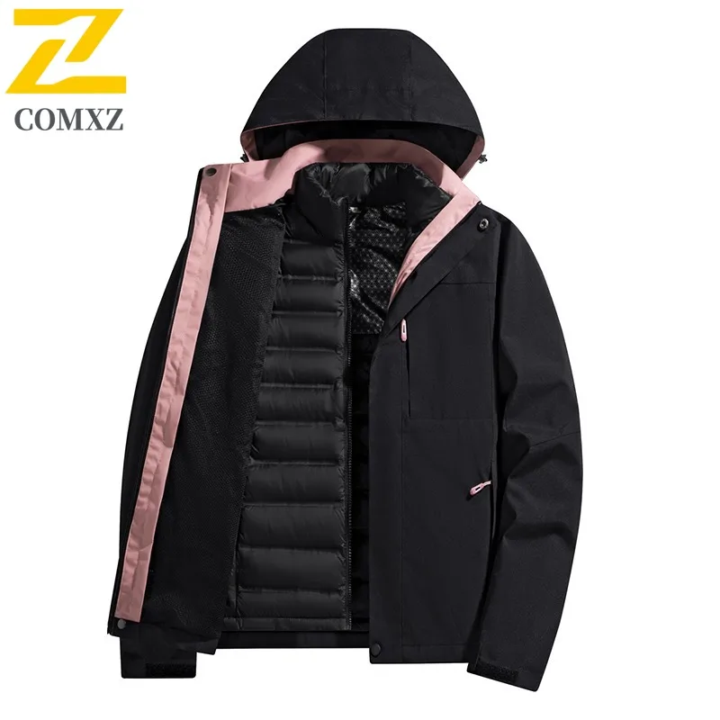 COMXZ Men Parker Coat Warm Heat-Retaining Windproof Waterproof Hiking Puffer Jacket Street Functional High Quality Padding Coat