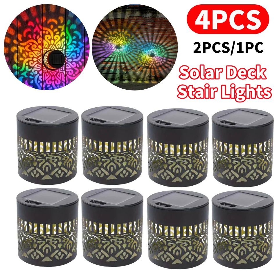 4-1PC Fence Solar Light Mandala Theme Waterproof Solar Wall Step Deck Lights for Garden Post Patio Decor Gifts for Women Mom