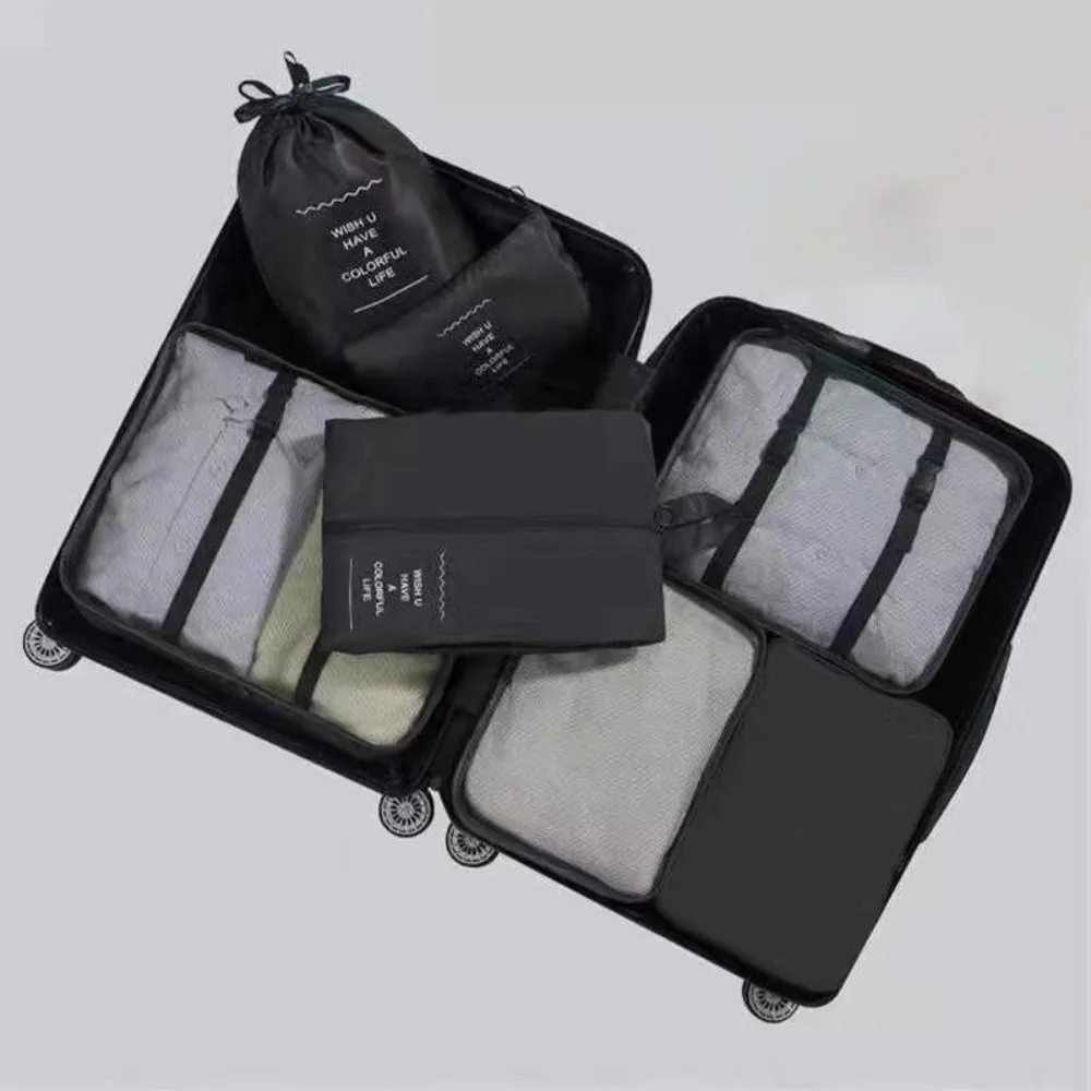 

8 PCS/Set Polyester Travel Storage Bag Set Foldable Waterproof Travel Organizer Bag Makeup Bag Large Capacity Suitcase Organizer
