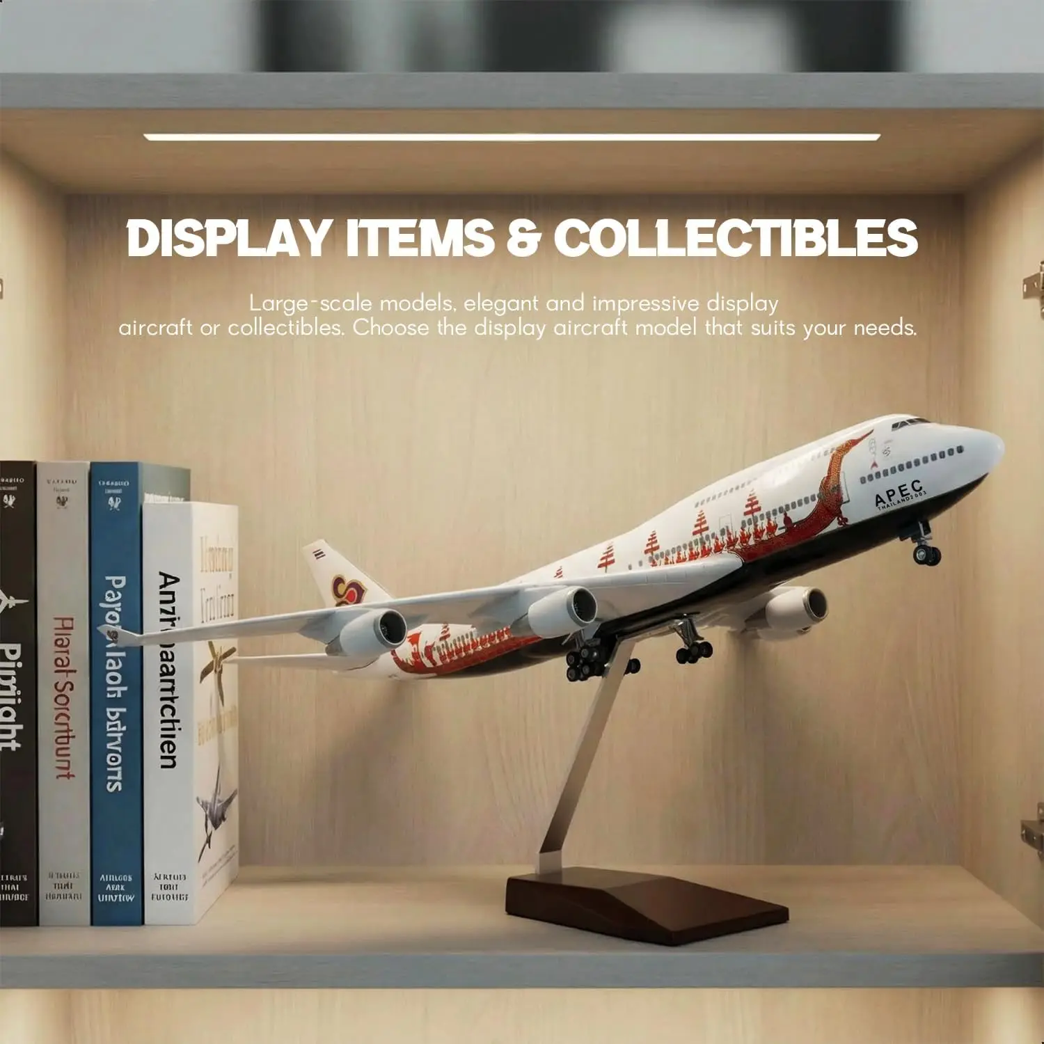 

47cm Large Scale Thai Dragon Boat 747 Airplane Model with Stand Resin Airplane Model for Adult Aviation Souvenir Plane Gift