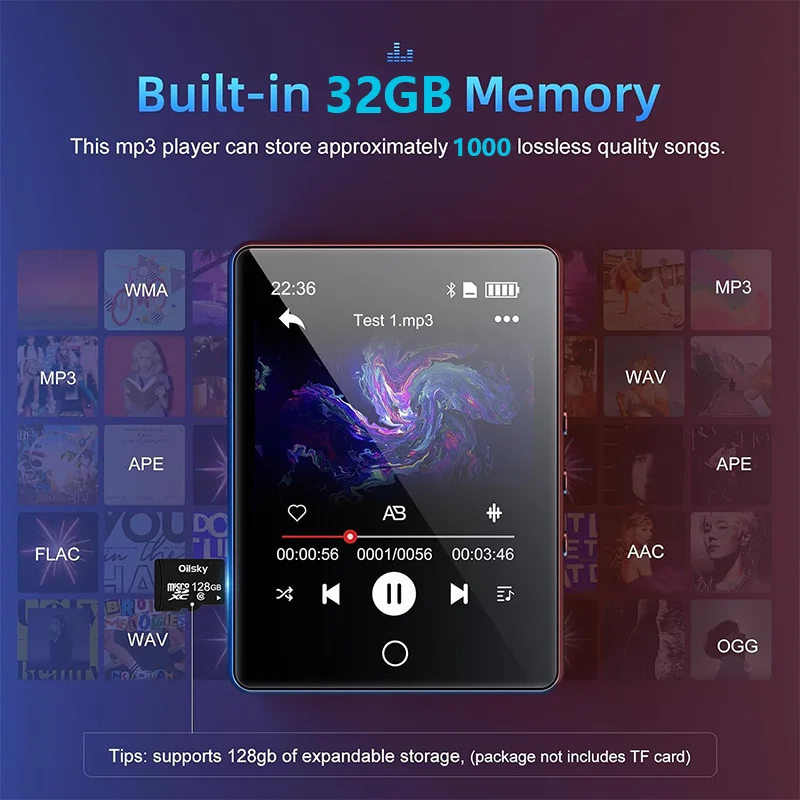 32GB Mp3 Player with BT 5.0, 2.8\