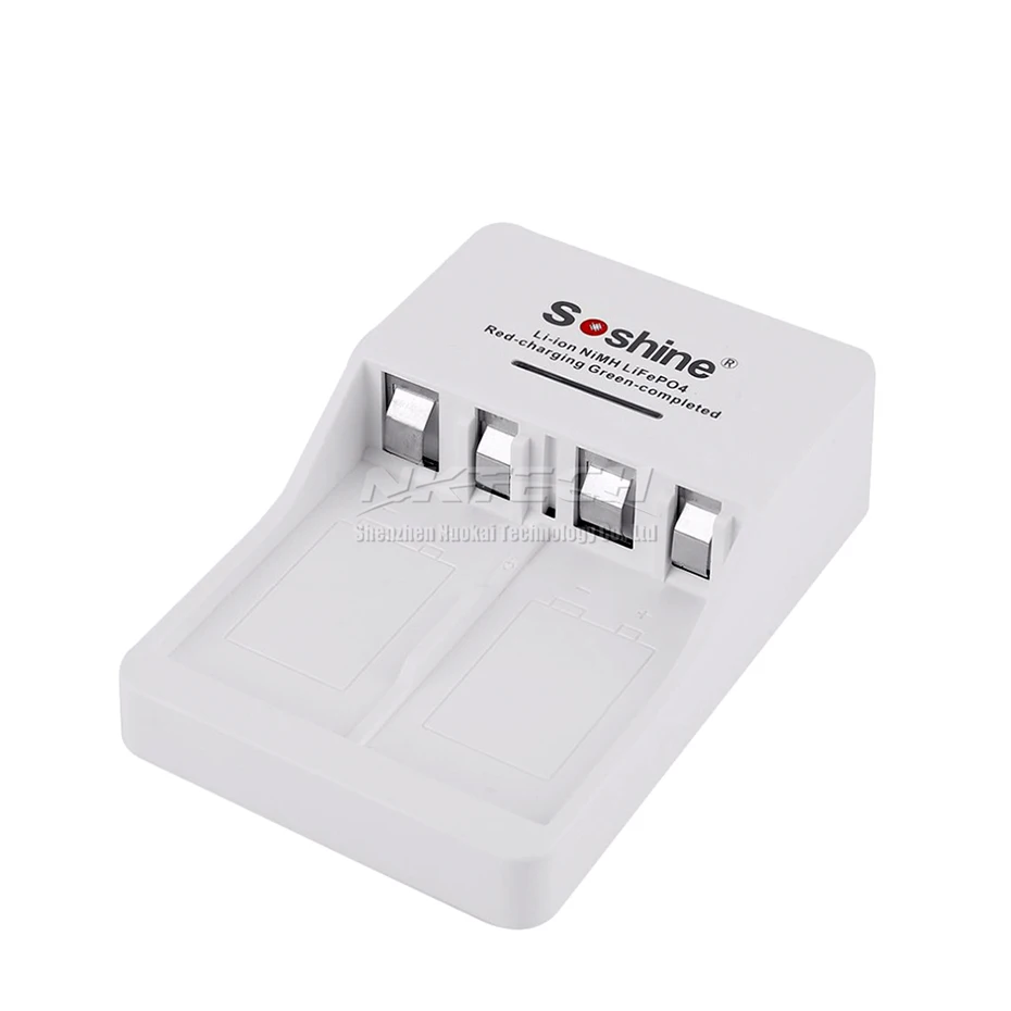 Soshine 9V Li-ion Ni-MH Battery Charger Smart SC-V1 6F22 Rechargeable Lithium LiFePO4 Batteries Chargers 2-Slot Input AC 90-260V