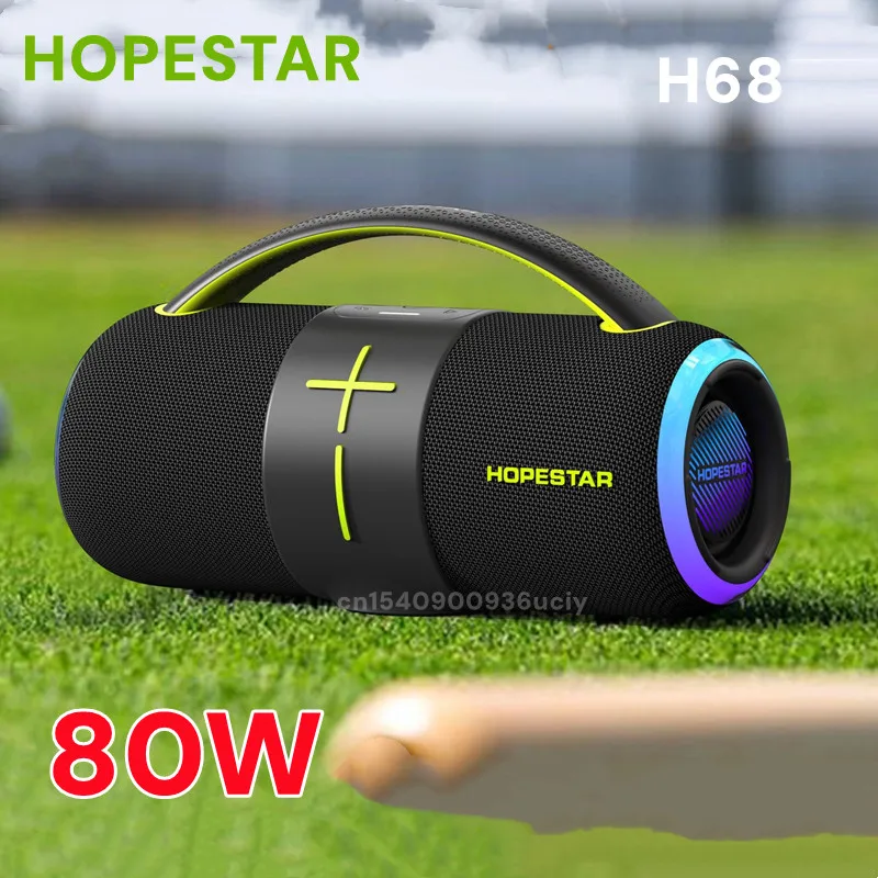 HOPESTAR H68 80W High-Power Bluetooth Speaker Outdoor Waterproof RGB Lighting Portable Wireless Hifi Stereo Surround Subwoofer