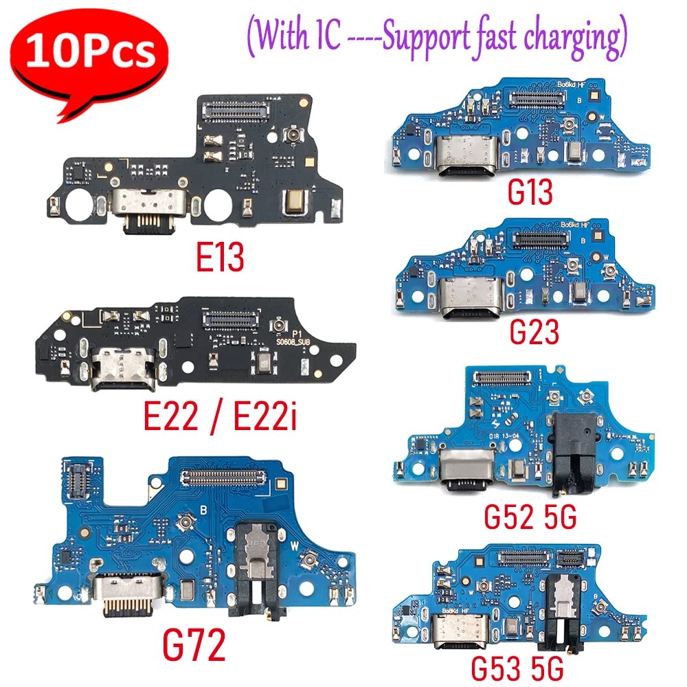 10Pcs，USB Charging Port Dock Plug Socket Jack Connector Charge Board Flex Cable For Moto E13 E22 E22i G13 G23 G32 G52 G53 5G G72