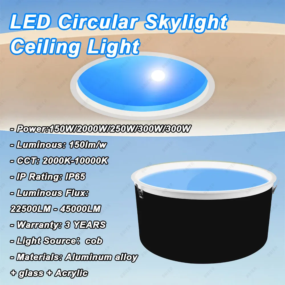 BBIER Factory Round Tuya Smart Control Artificial Sun LED Skylight Faux Window Circular Blue  Panel Light