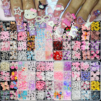 12Grids/Box Hello Kitty Design DIY Nail Art Jewelry Decor Kuromi Charms For Manicure Nail Parts Rhinestone Toy Gift for Girls *&