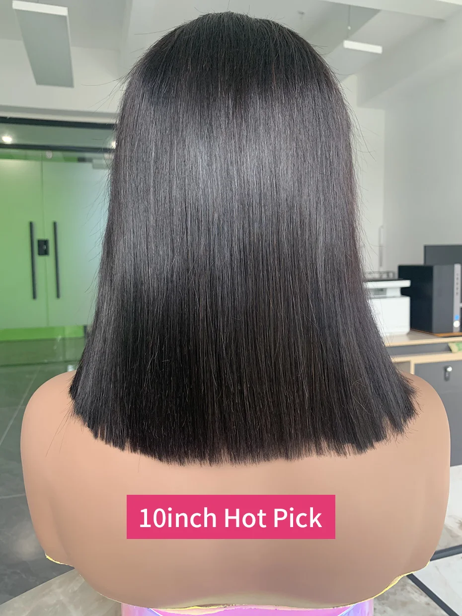 Raw Hair Vietnamese 250 Density 100 Human Hair Lace Frontal Wigs Straight Natural Black 13x6 Bob Wig Lace Front Human Hair Wigs