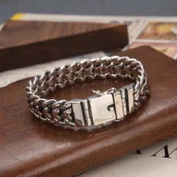 HX Silver Color Simple Fashionable Glossy Love Men's Bracelet Width 16mm Versatile Heavy Industry Wide Version Bracelet Jewelry