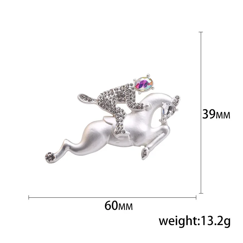 Blucome 2022 Riding Warrior Pins Women's Alloy Rhinestone Brooch for Coat Suit Wedding Jewelry New Year Gifts