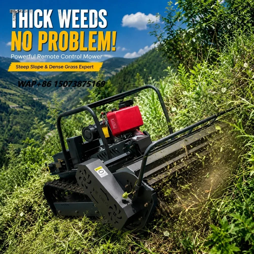 Remote Controlled Lawn Mower with Professional Flail Blades for High Efficiency Hillside Vegetation Tackle