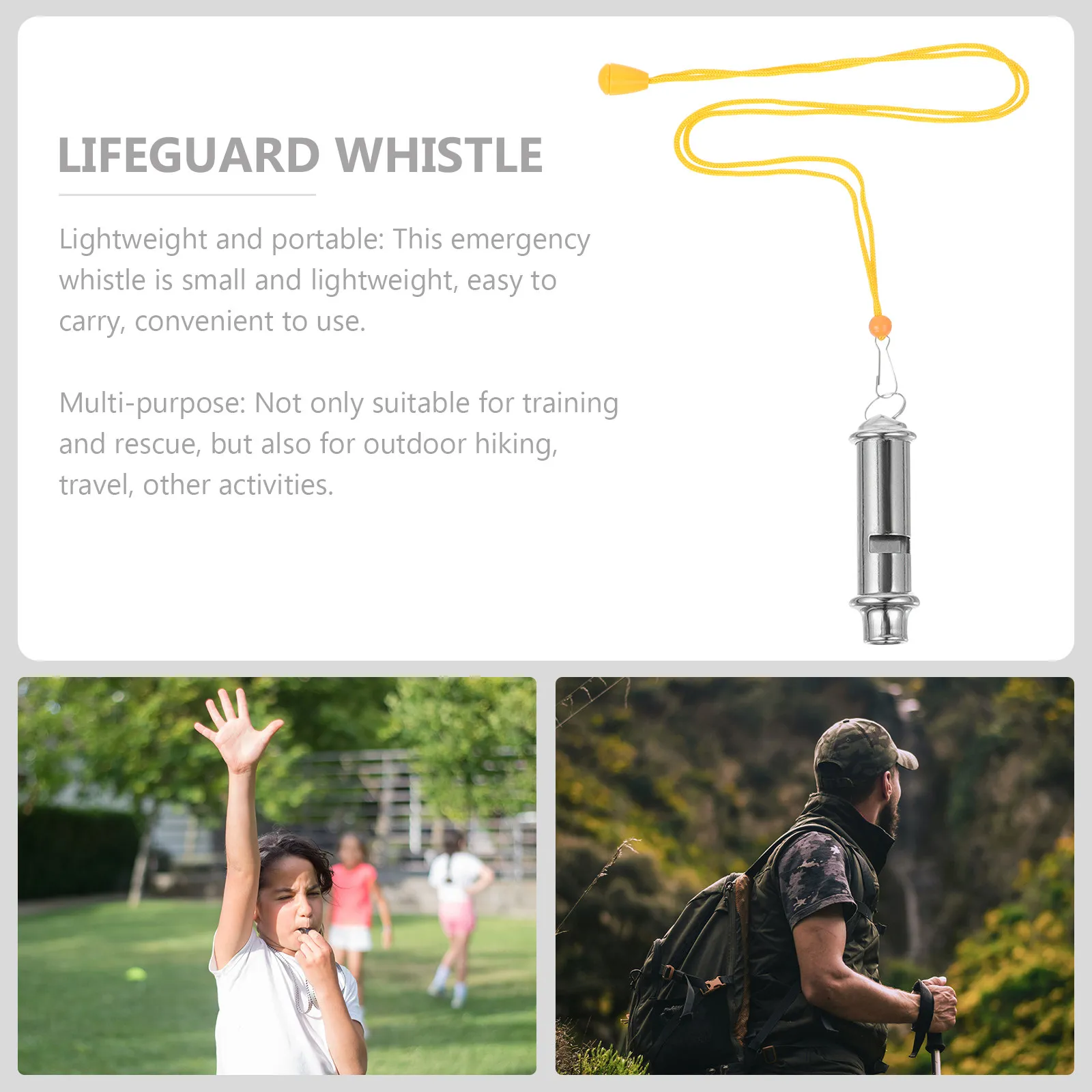 Stainless Steel Emergency Whistle Loud Long Range for Hiking Camping Climbing Pet Training Sports