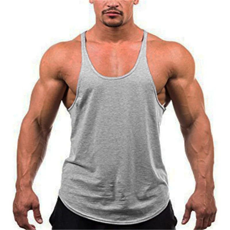 Gym Clothing Bodybuilding Stringer Tank Top Men Cotton Running Vest Y Back Sleeveless Shirt Sports Singlets Workout Tanktops