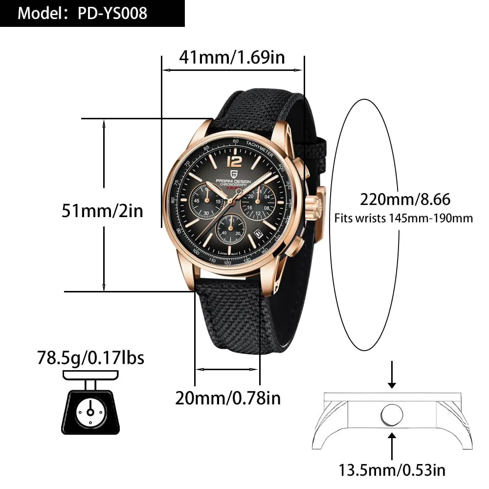 PAGANI تصميم جديد ساعة رجالي 41 مللي متر كرونوغراف 100 متر مقاوم للماء ساعة اليد العلامة التجارية الأعلى VK63 ساعات كوارتز للرجال هدية Reloj Hombre